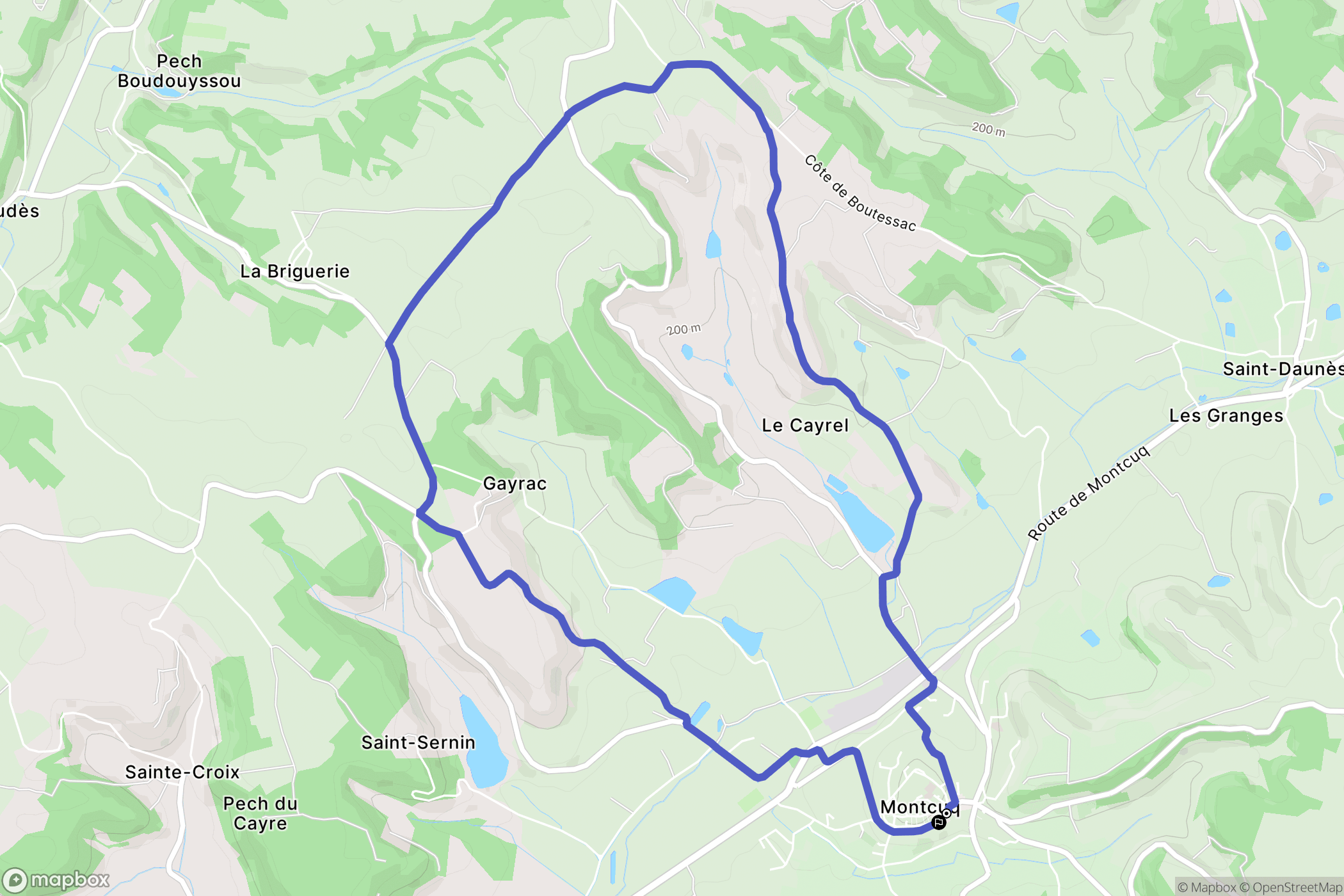Montcuq-en-Quercy-Blanc : carte du parcours de randonnée - France