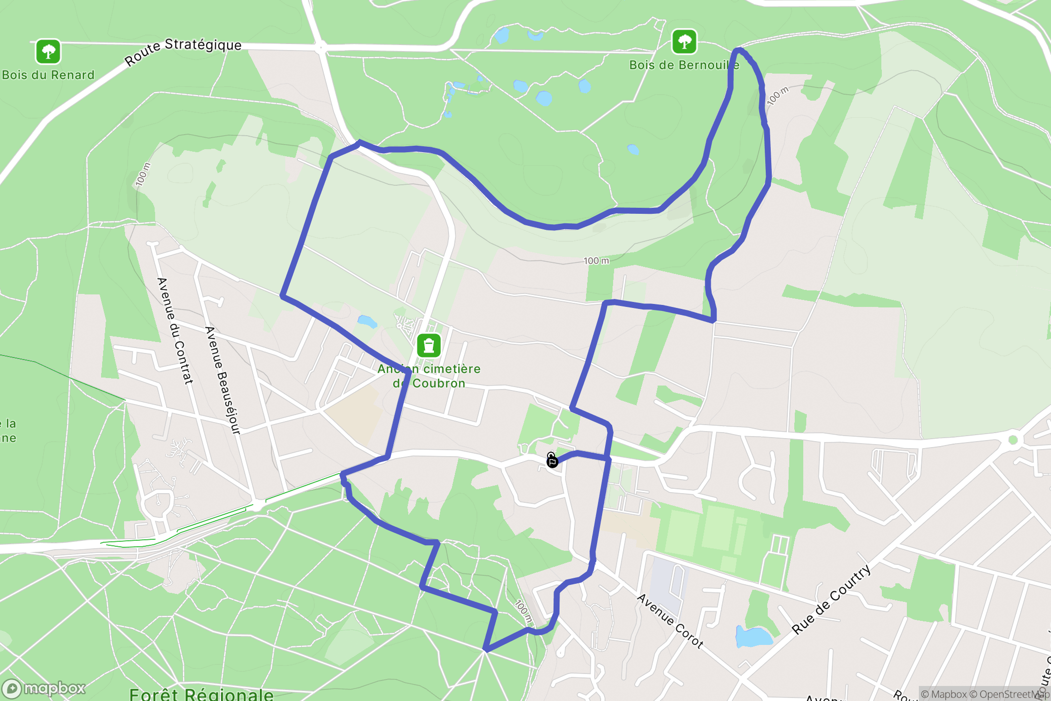 Coubron : carte du parcours de randonnée - France