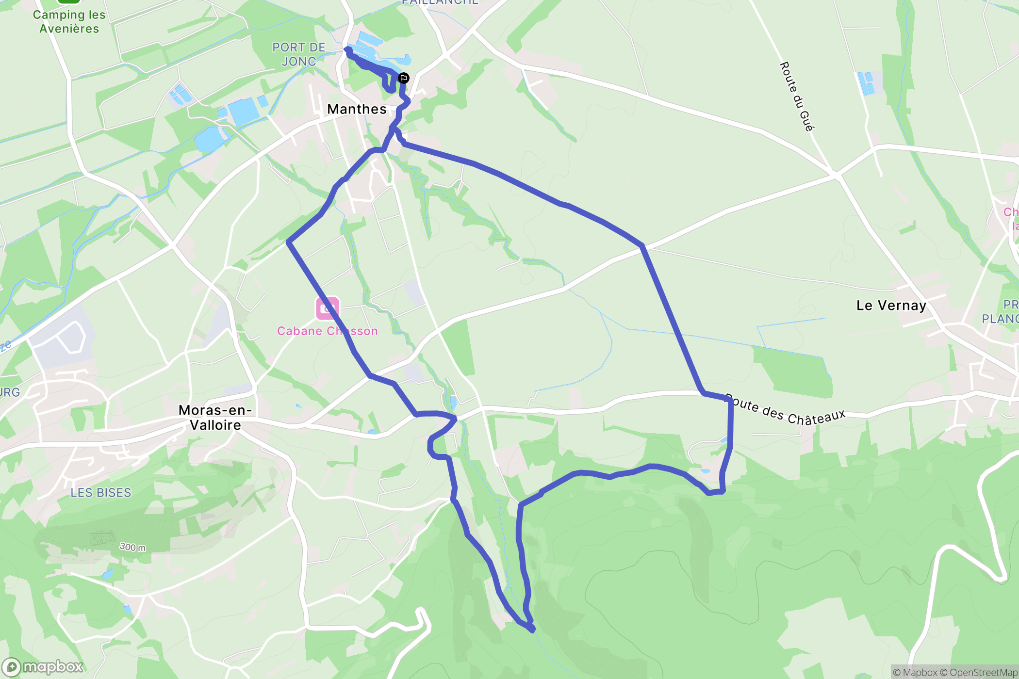 Manthes : carte du parcours de randonnée - France