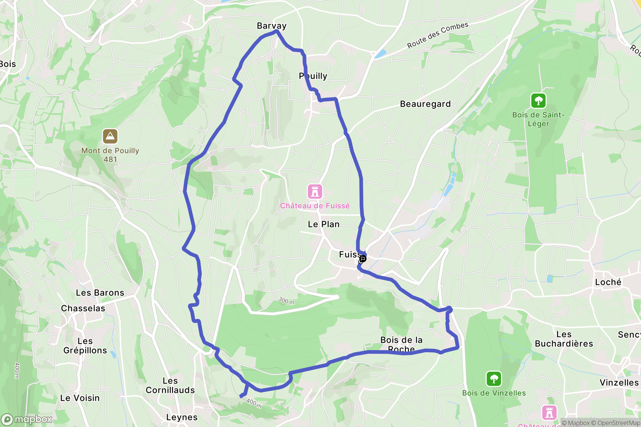 Fuissé : carte du parcours de randonnée - France