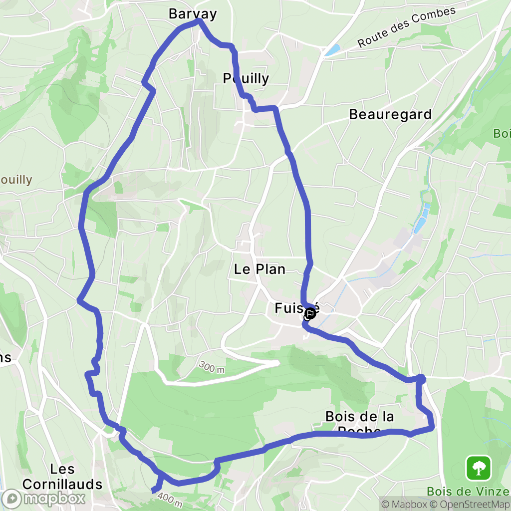 Fuissé : carte du parcours de randonnée - France