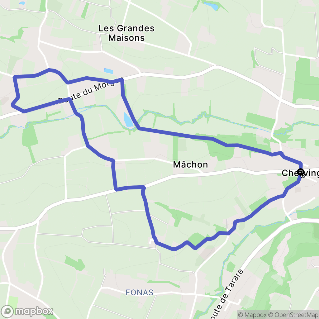 Chervinges, Gleizé : carte du parcours de randonnée - France