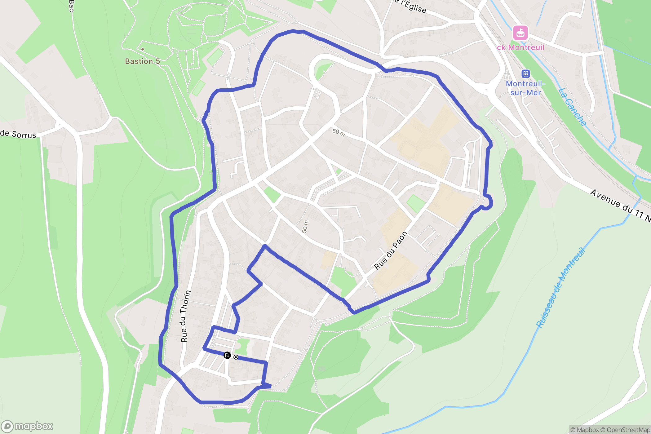 Montreuil : carte du parcours de randonnée - France