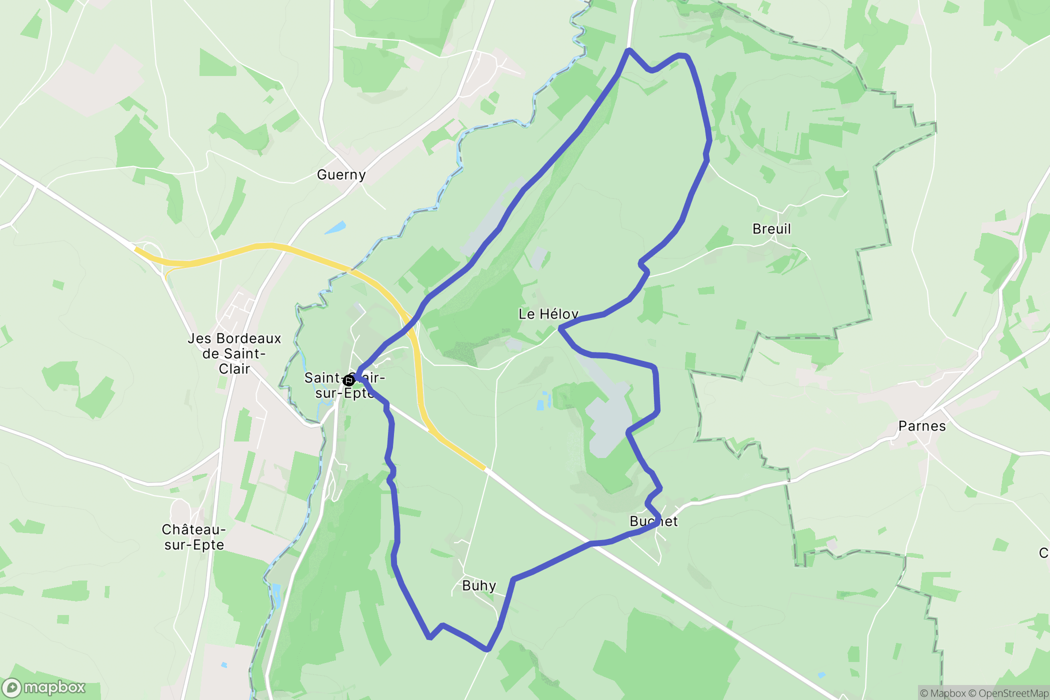 Saint-Clair-sur-Epte : carte du parcours de randonnée - France