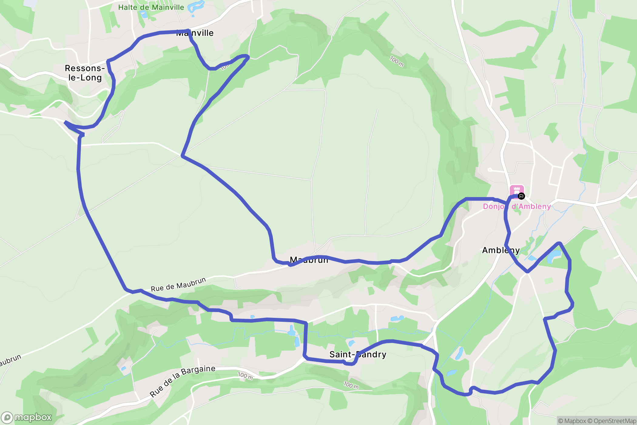 Ambleny : carte du parcours de randonnée - France