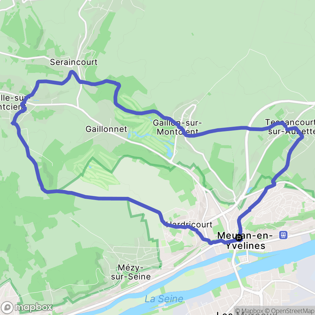 Meulan-en-Yvelines : carte du parcours de randonnée - France