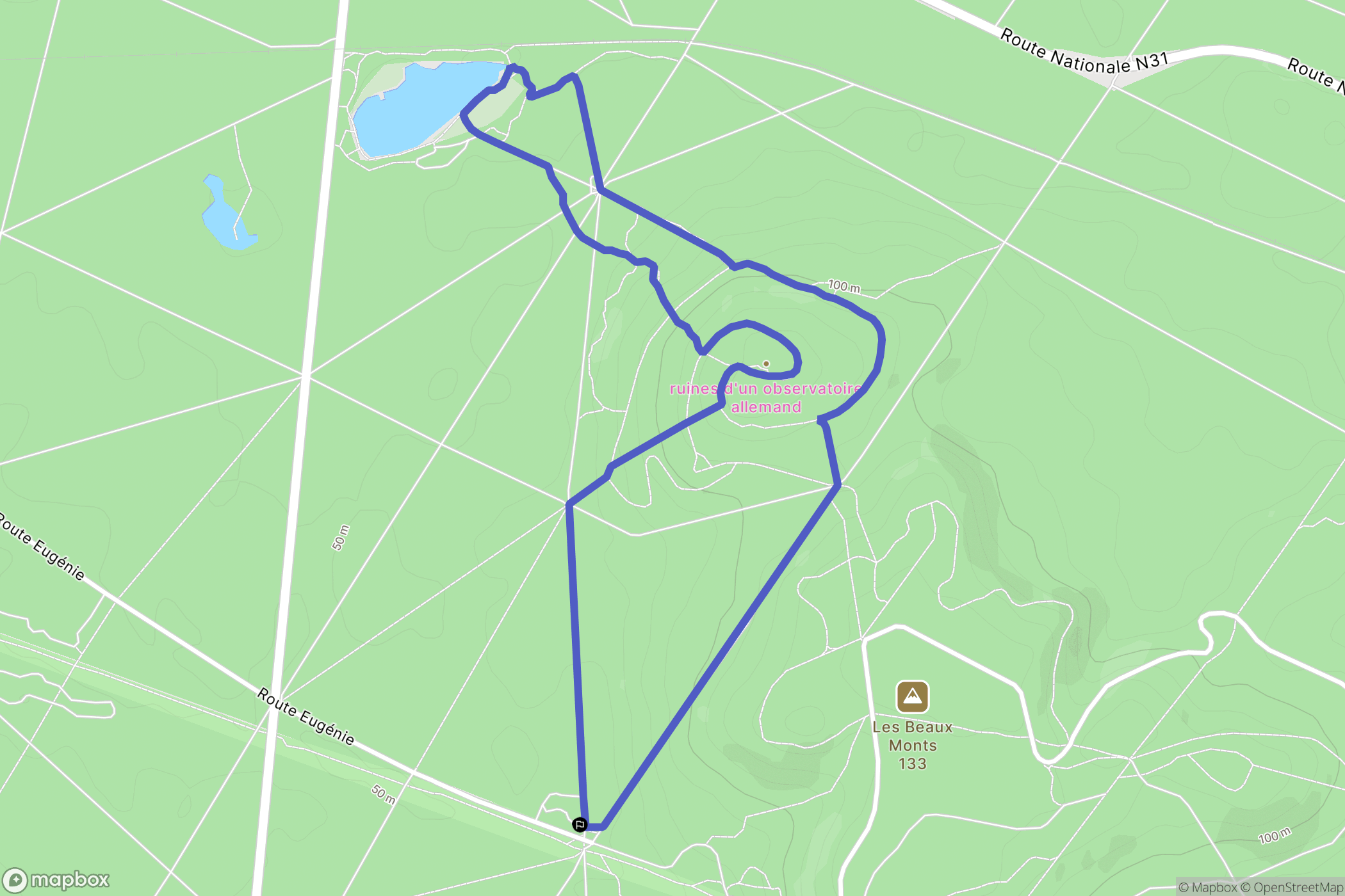 Compiègne : carte du parcours de randonnée - France