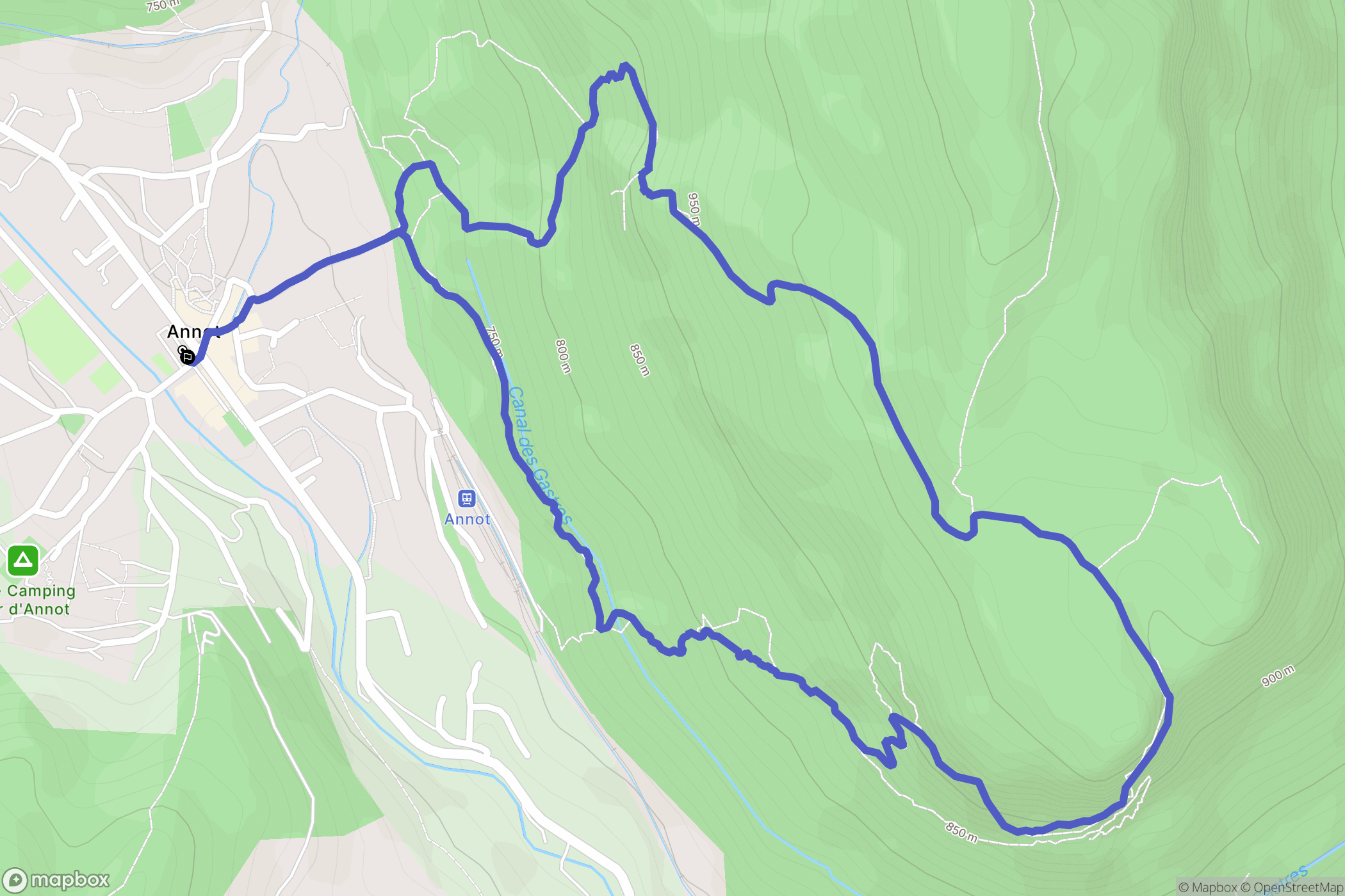 Annot : carte du parcours de randonnée - France