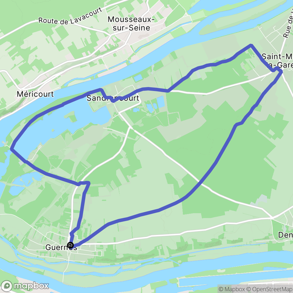 Guernes : carte du parcours de randonnée - France
