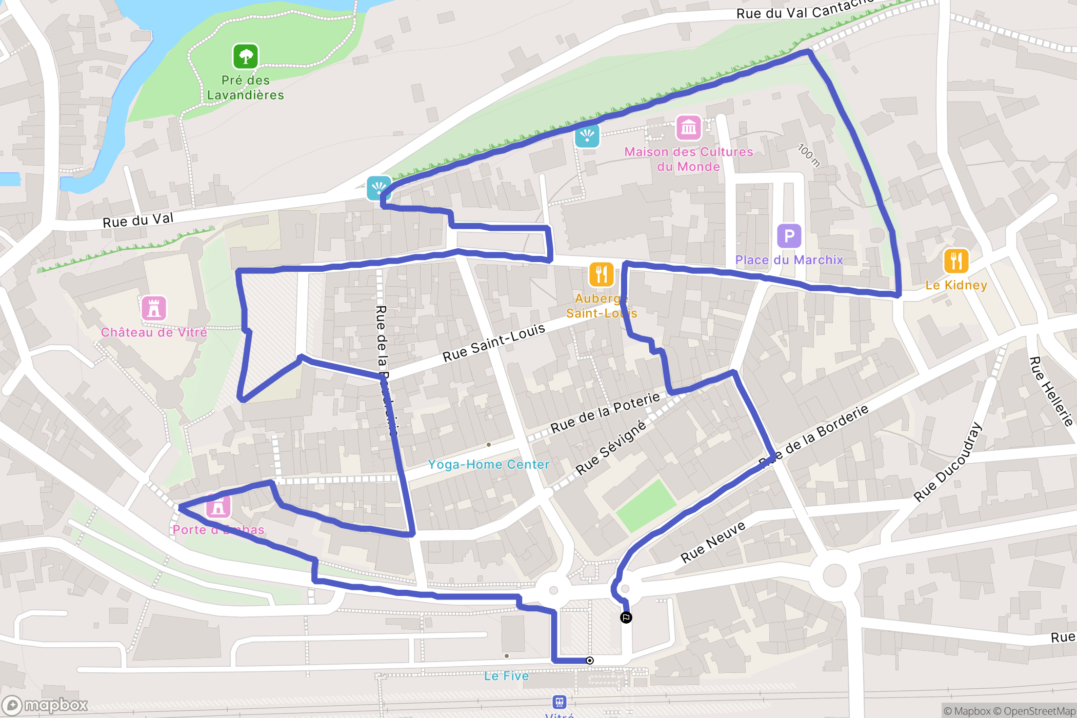 Vitré : carte du parcours de randonnée - France