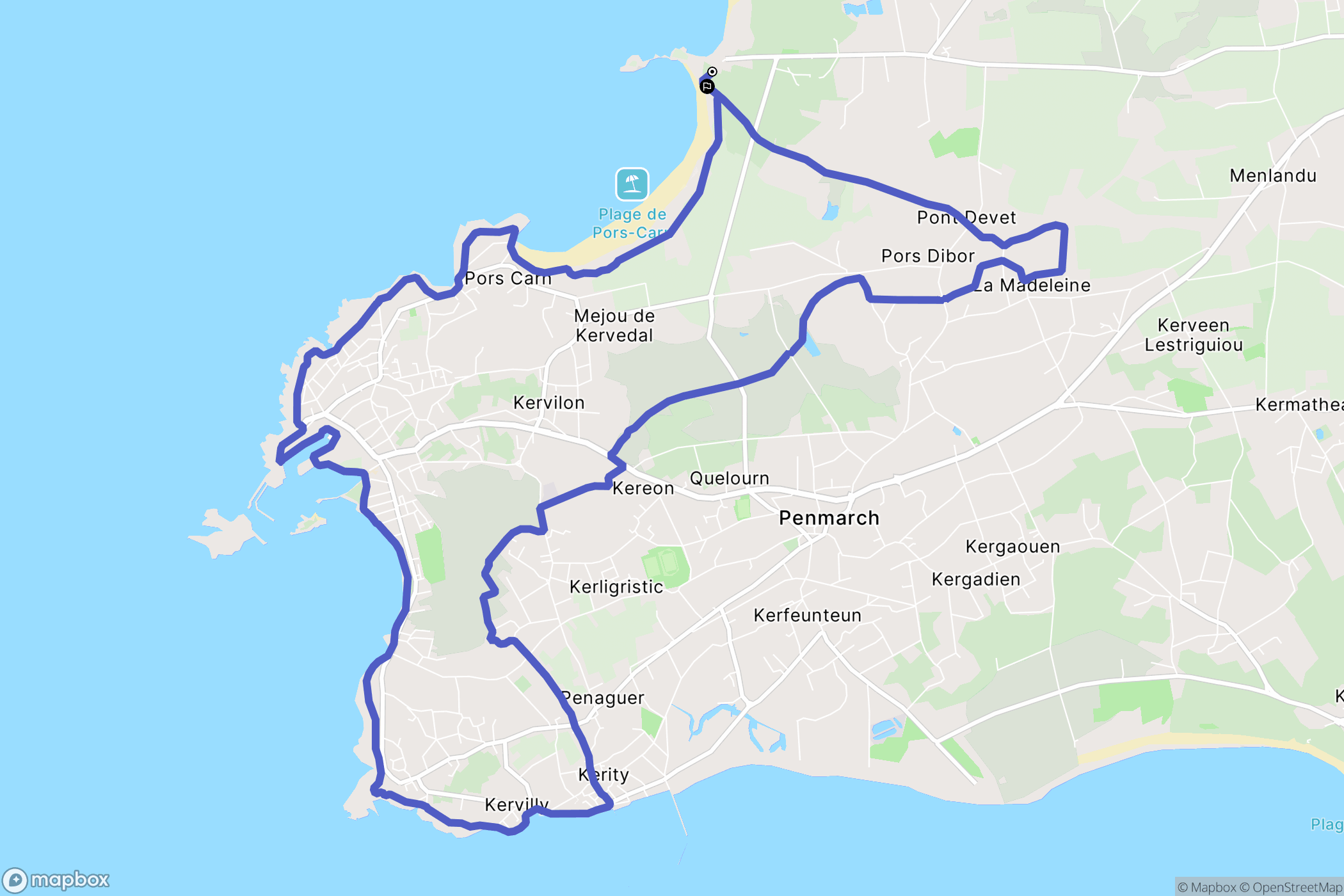 Plomeur : carte du parcours de randonnée - France