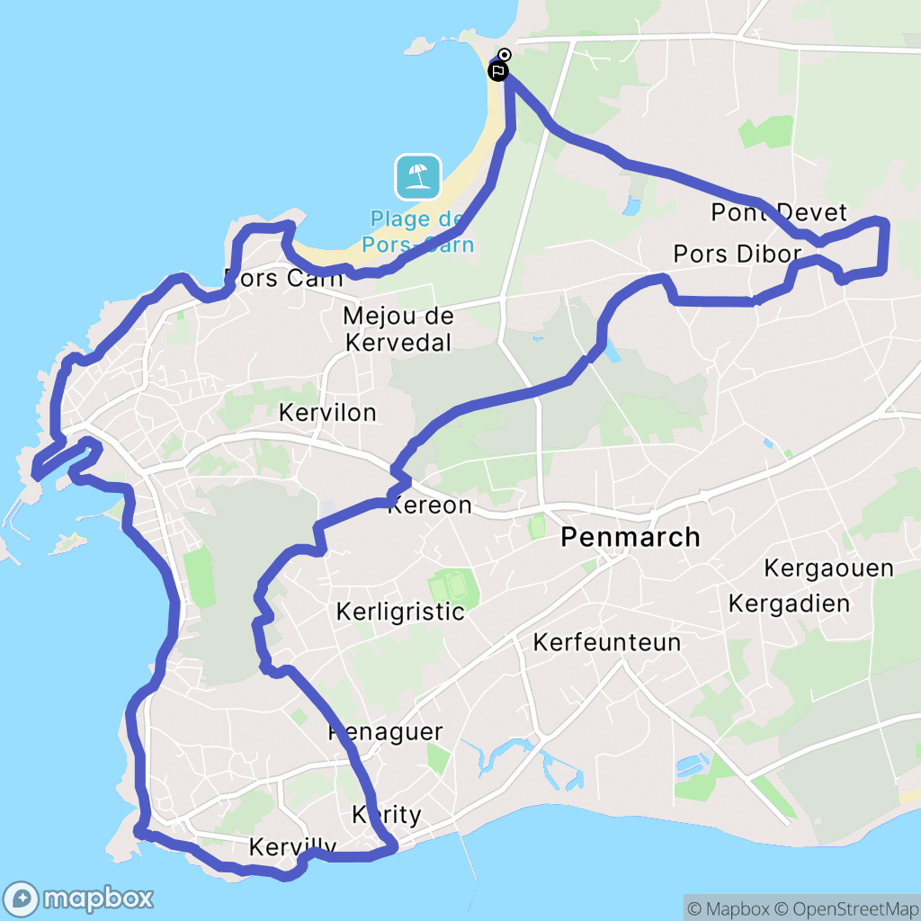 Plomeur : carte du parcours de randonnée - France