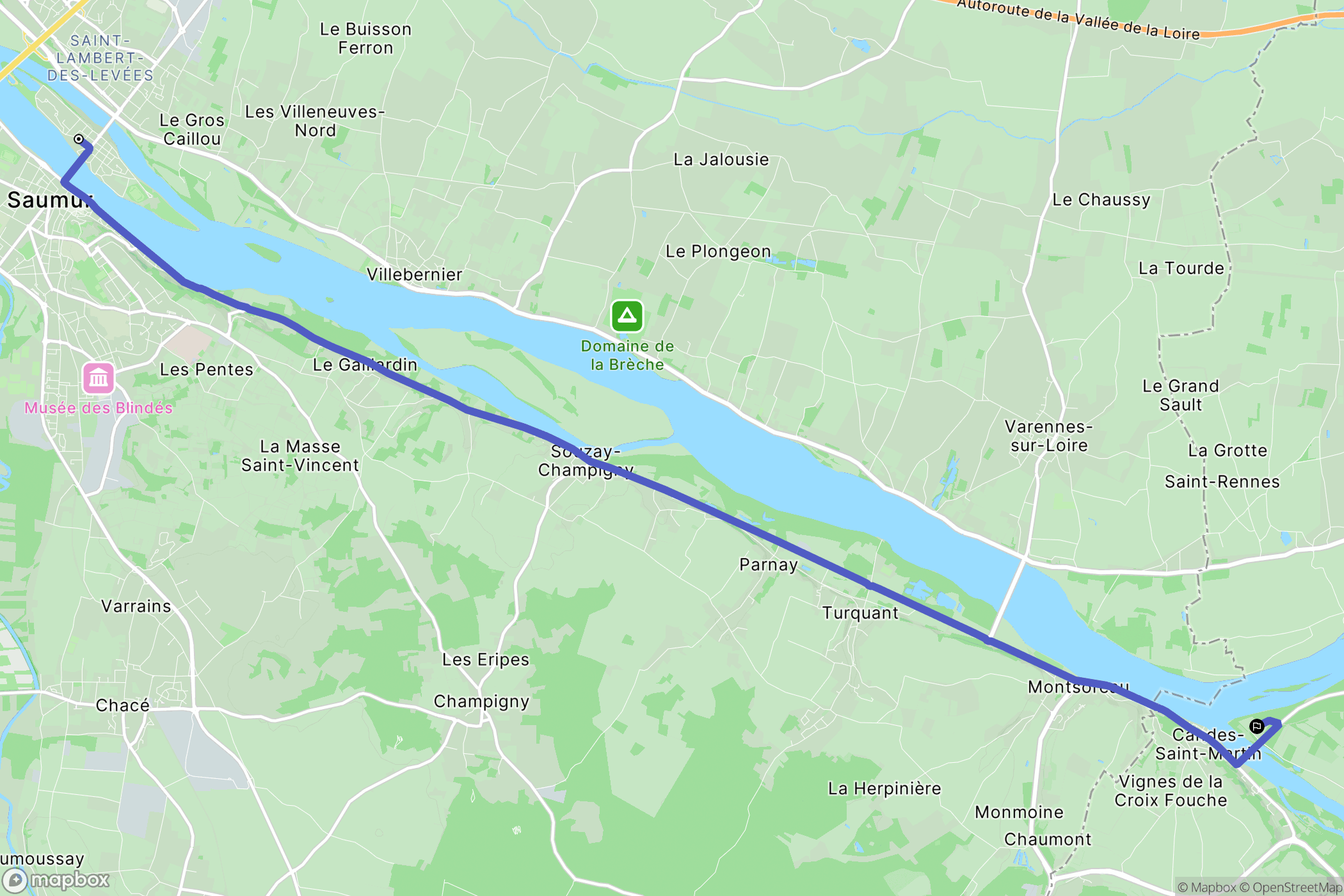 Saumur : carte du parcours de randonnée - France