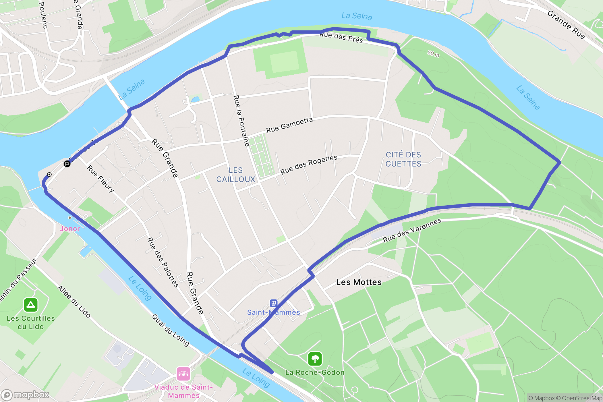 Saint-Mammès : carte du parcours de randonnée - France