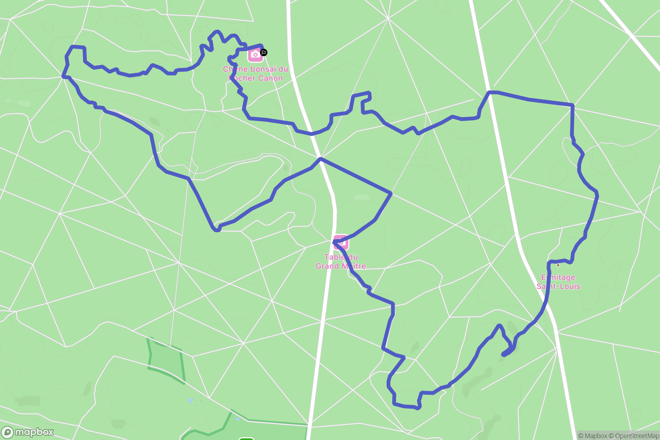 Fontainebleau : carte du parcours de randonnée - France