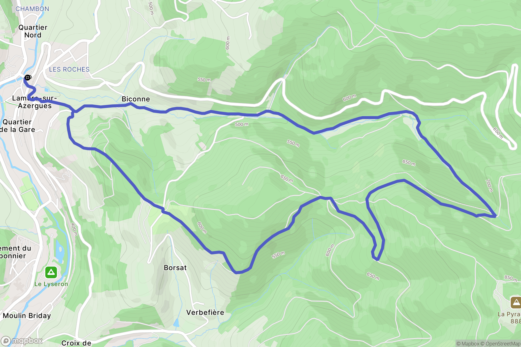 Lamure-sur-Azergues : carte du parcours de randonnée - France