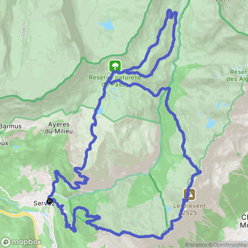 Servoz : carte du parcours de randonnée - France