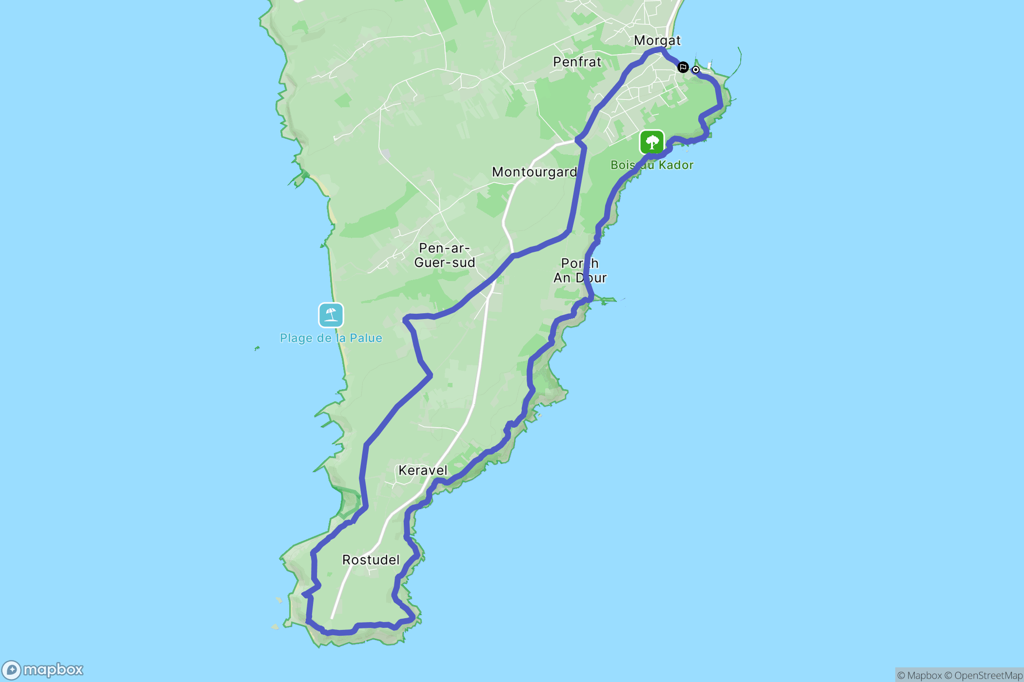 Morgat, Crozon : carte du parcours de randonnée - France