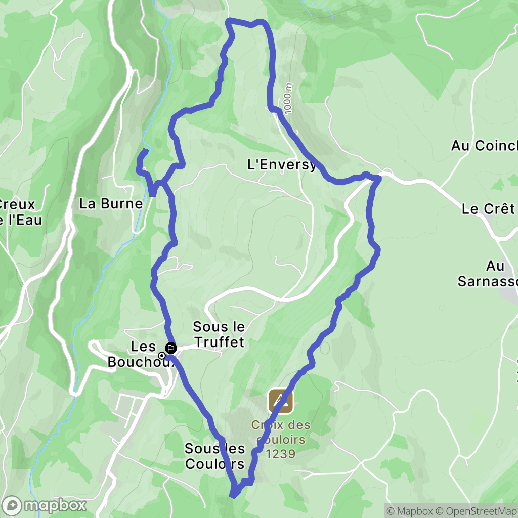 Les Bouchoux : carte du parcours de randonnée - France