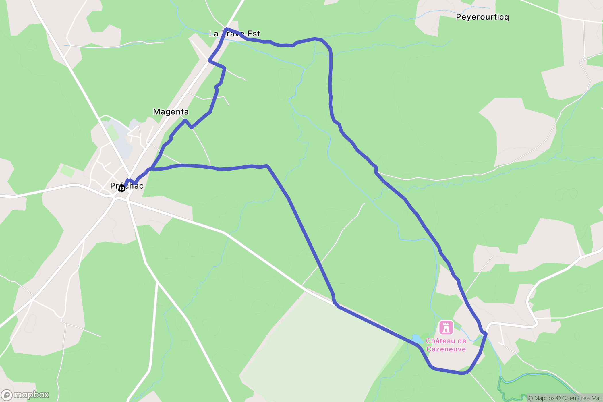 Préchac : carte du parcours de randonnée - France