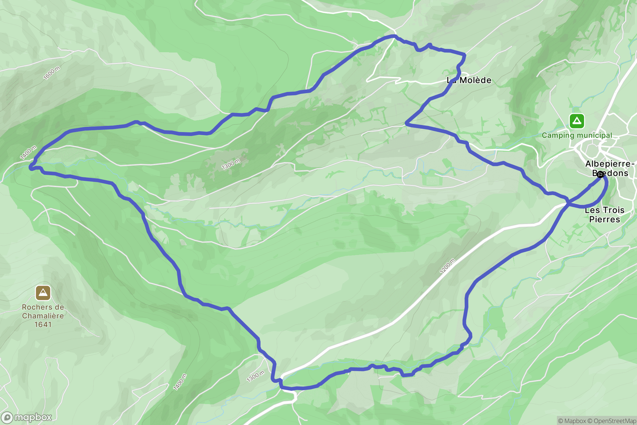Albepierre-Bredons : carte du parcours de randonnée - France