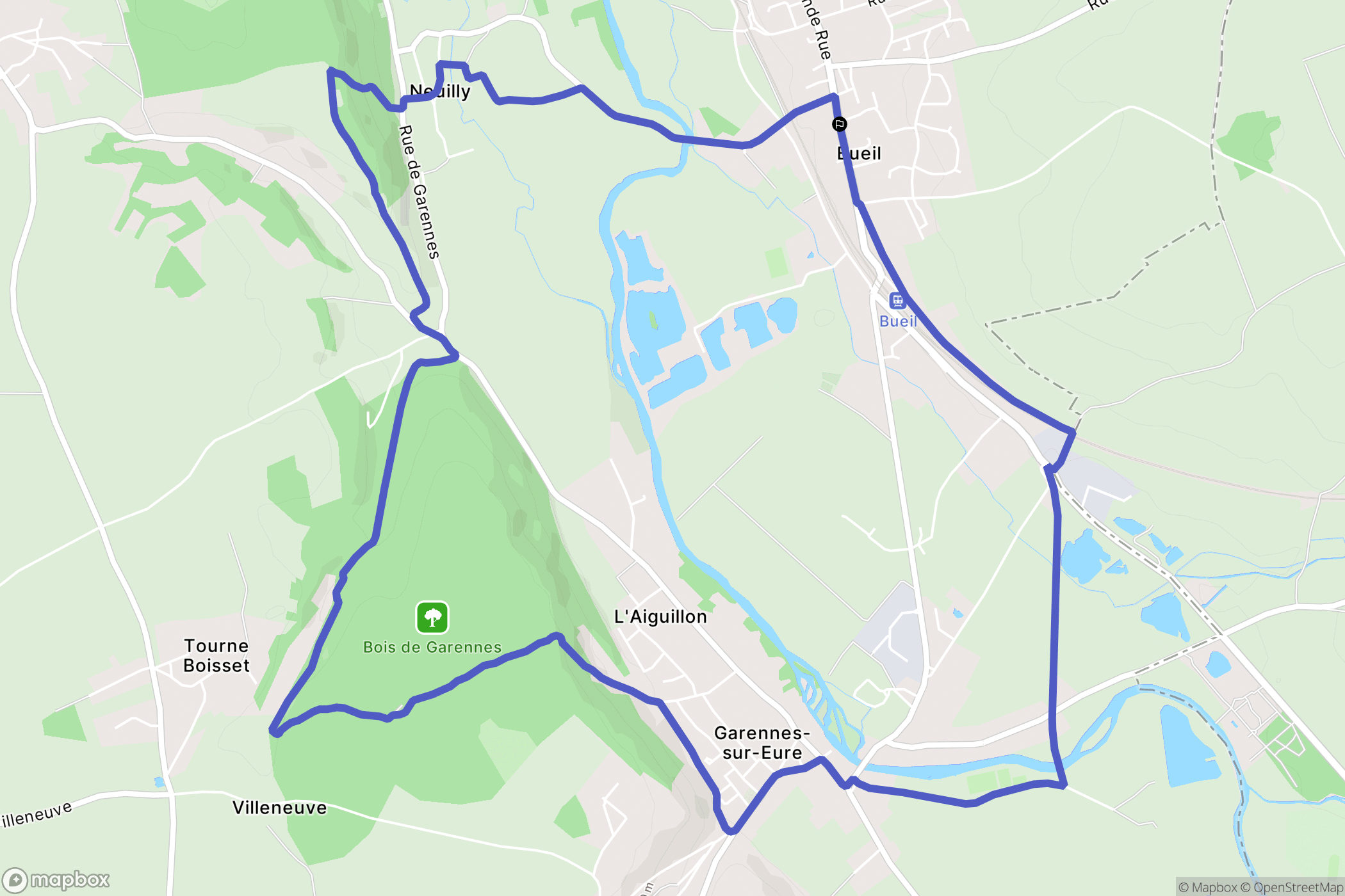 Bueil : carte du parcours de randonnée - France