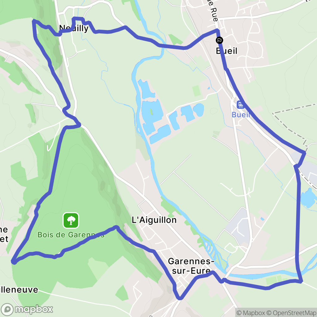 Bueil : carte du parcours de randonnée - France
