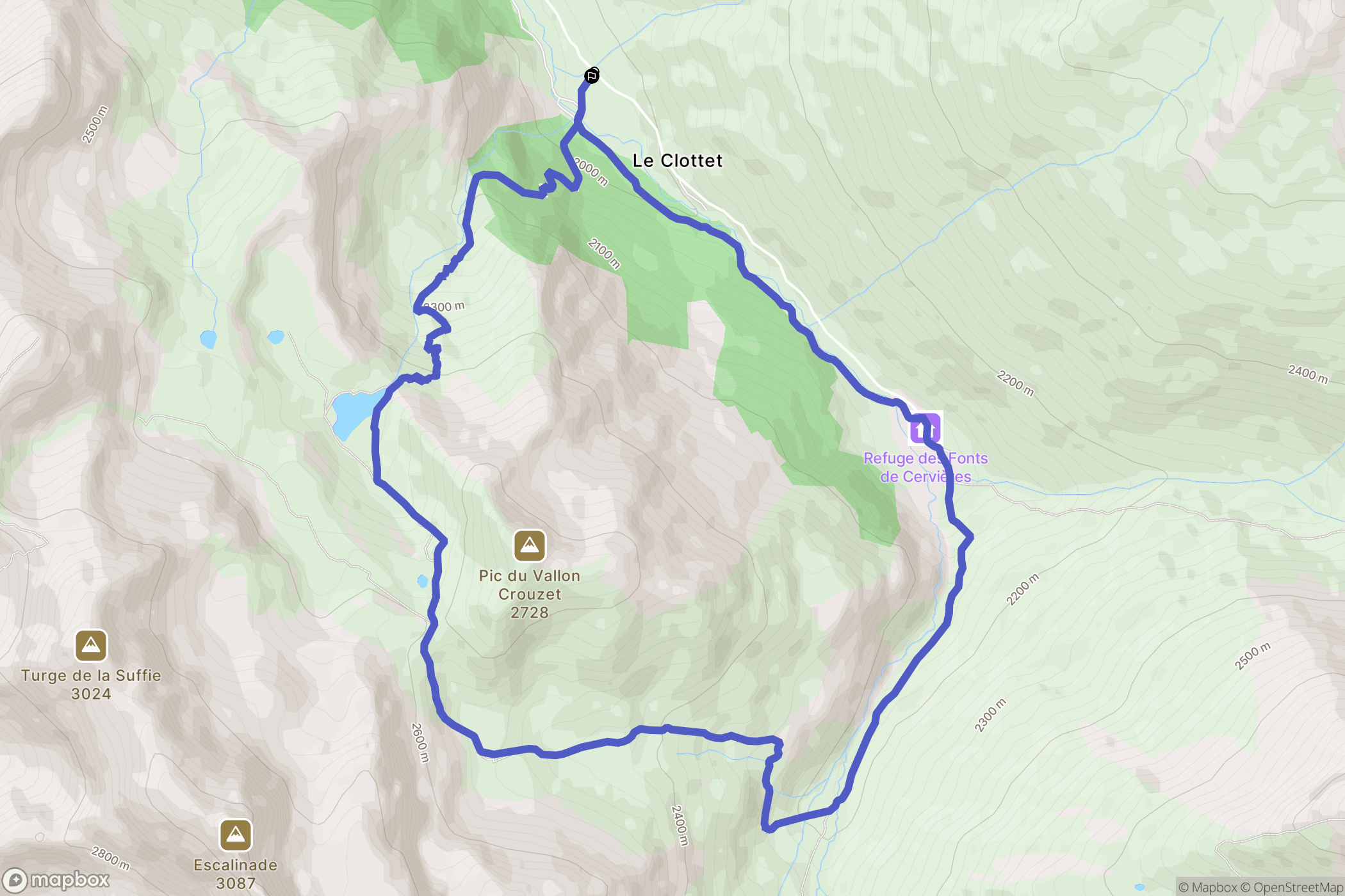Les Chalps, Cervières : carte du parcours de randonnée - France
