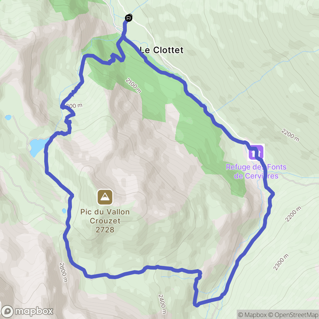Les Chalps, Cervières : carte du parcours de randonnée - France