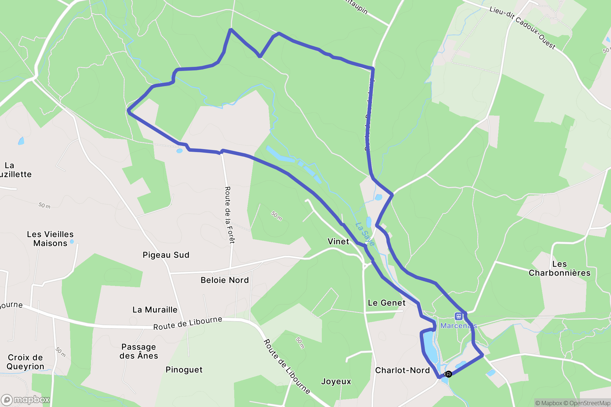 Le Genet : carte du parcours de randonnée - France