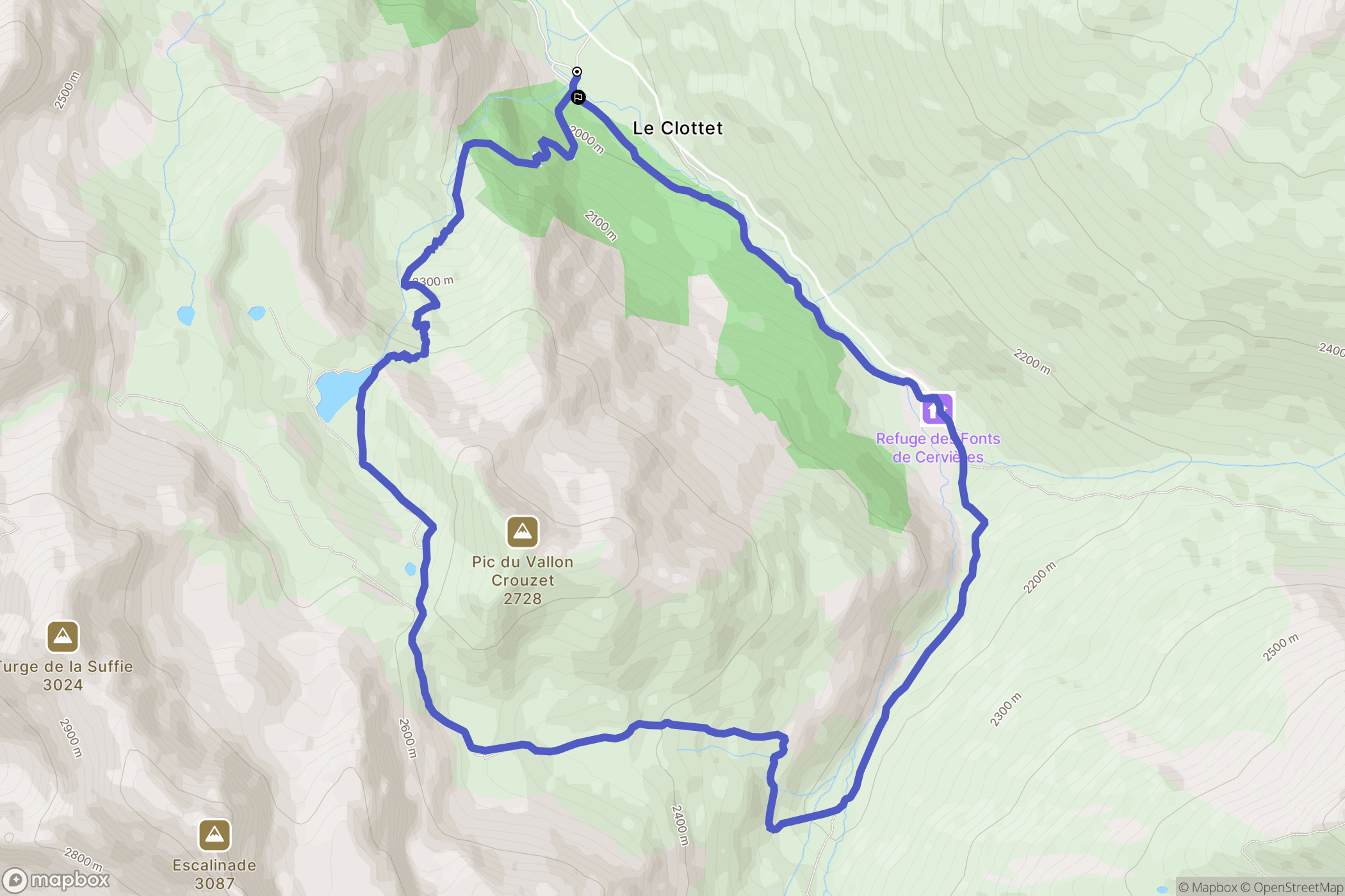 Cervières : carte du parcours de randonnée - France