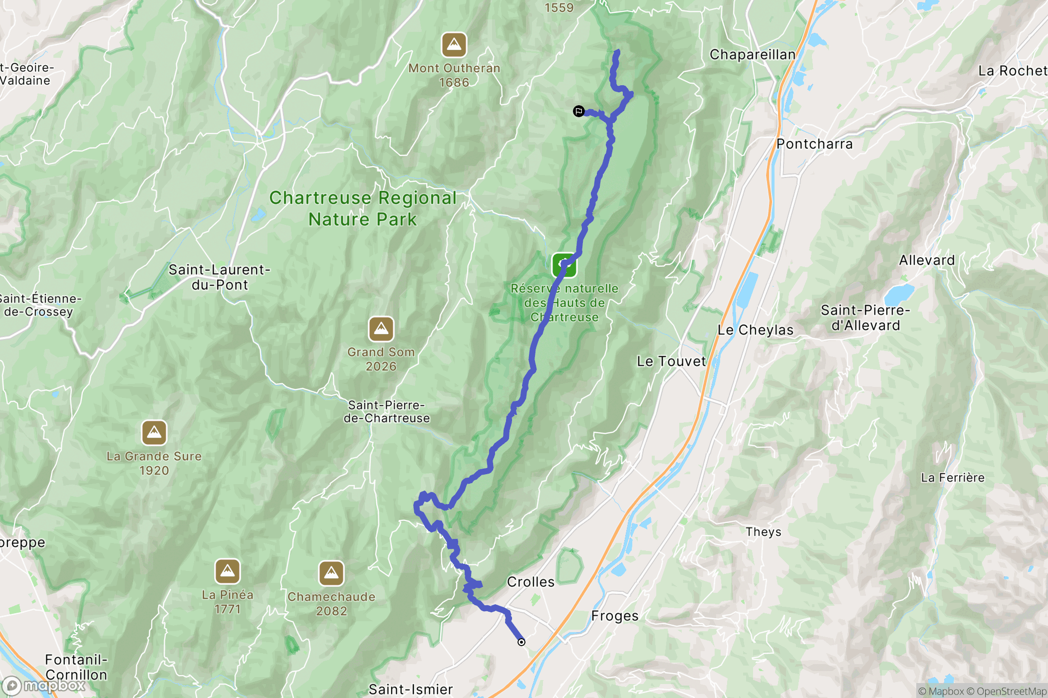 Bernin : carte du parcours de randonnée - France