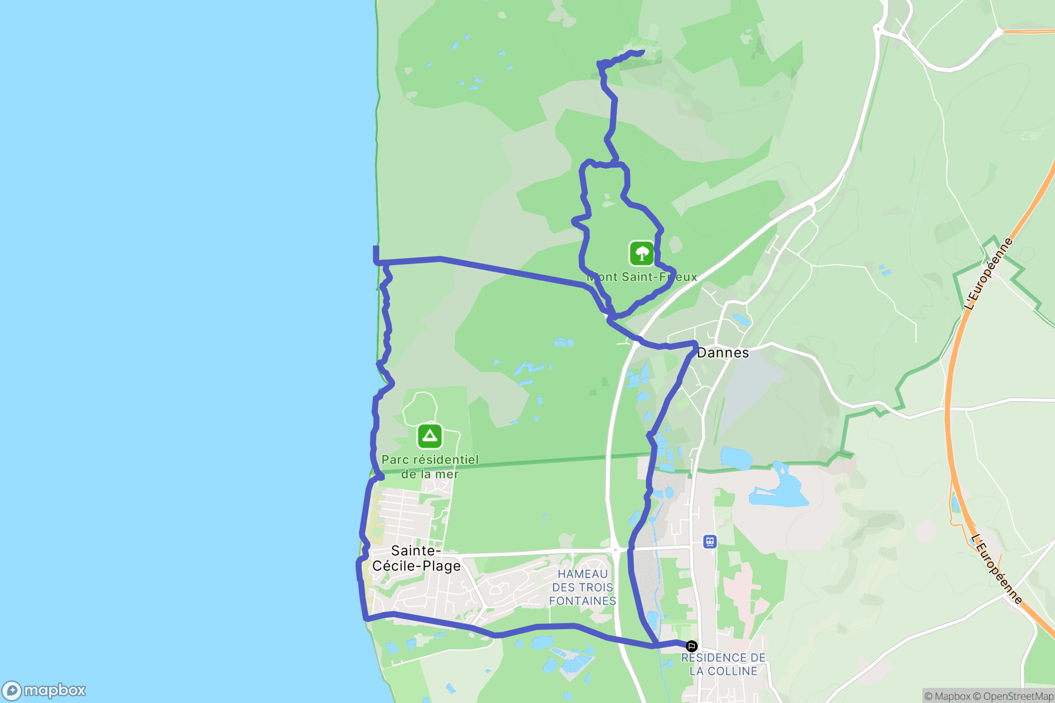 Camiers : carte du parcours de randonnée - France