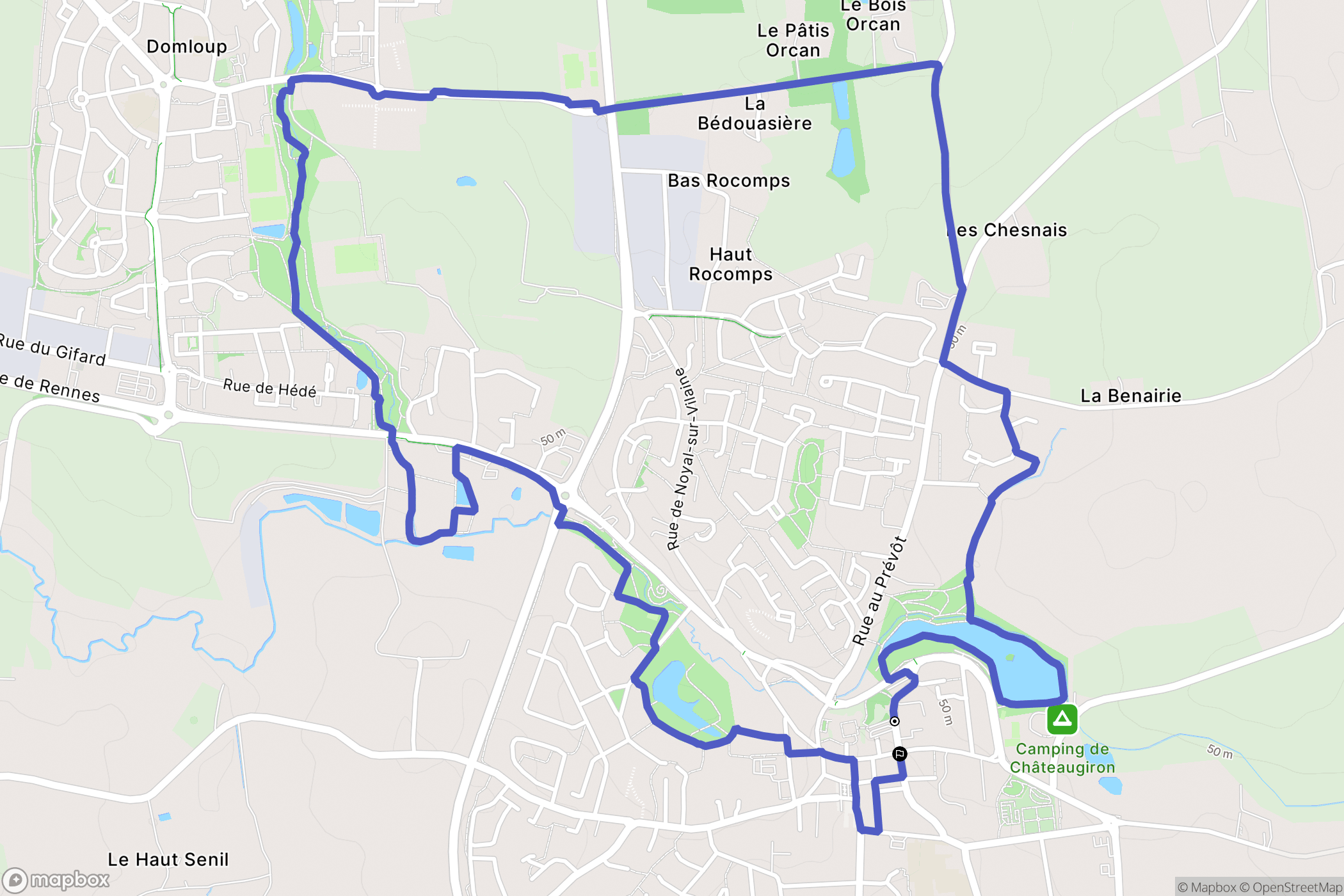 Châteaugiron : carte du parcours de randonnée - France