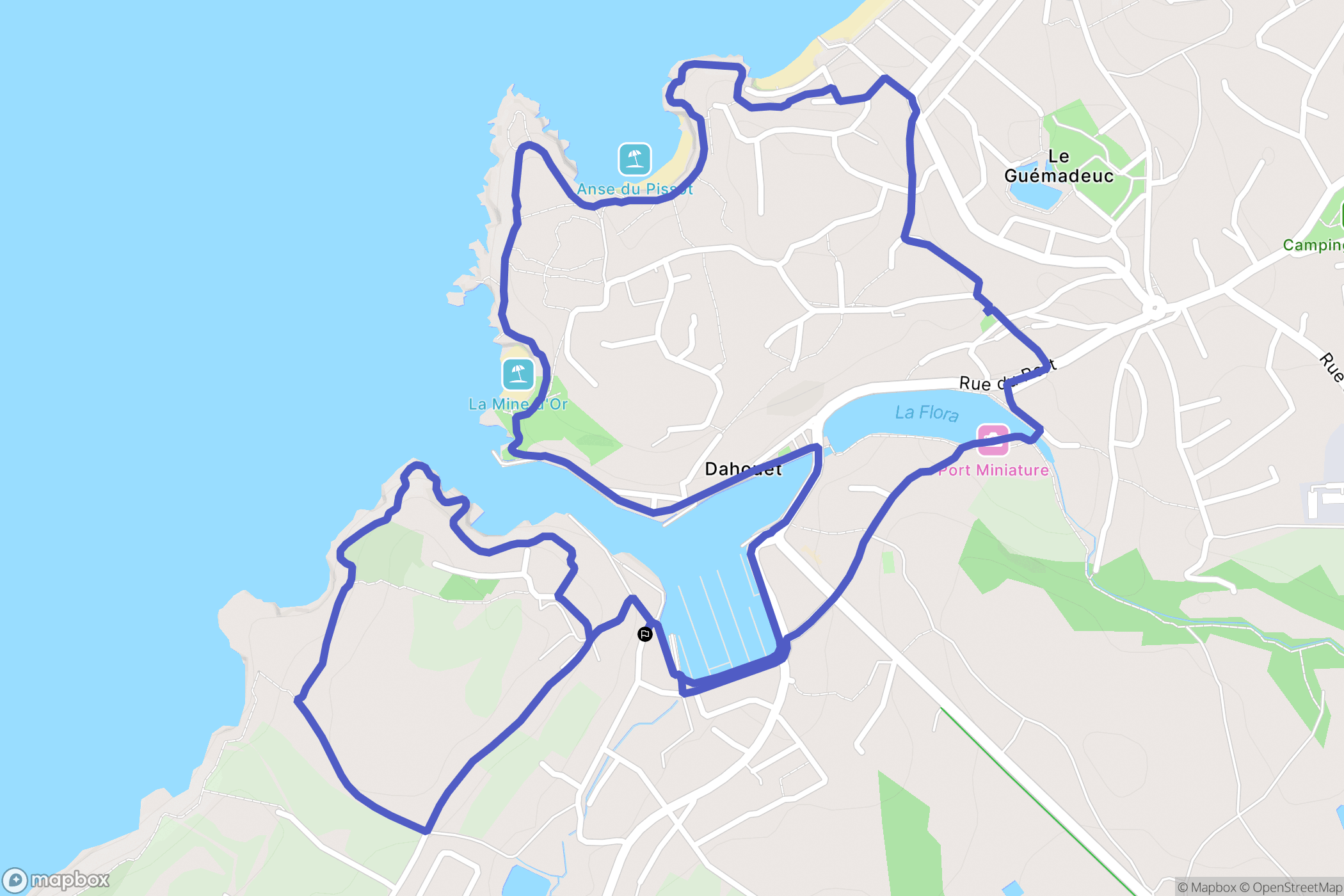 Dahouët : carte du parcours de randonnée - France