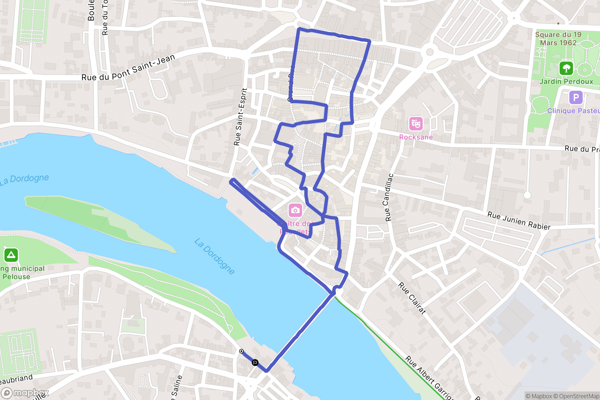 Bergerac : carte du parcours de randonnée - France