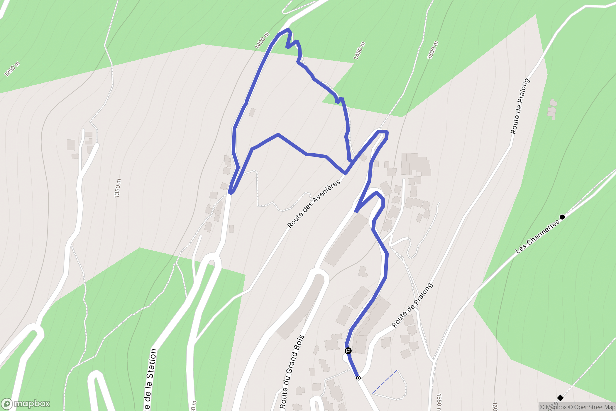 La Guersaz, Sainte-Foy-Tarentaise : carte du parcours de randonnée - France