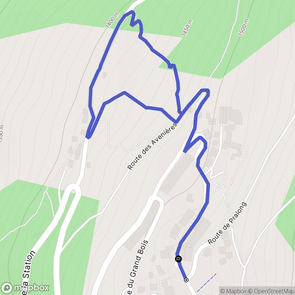 La Guersaz, Sainte-Foy-Tarentaise : carte du parcours de randonnée - France