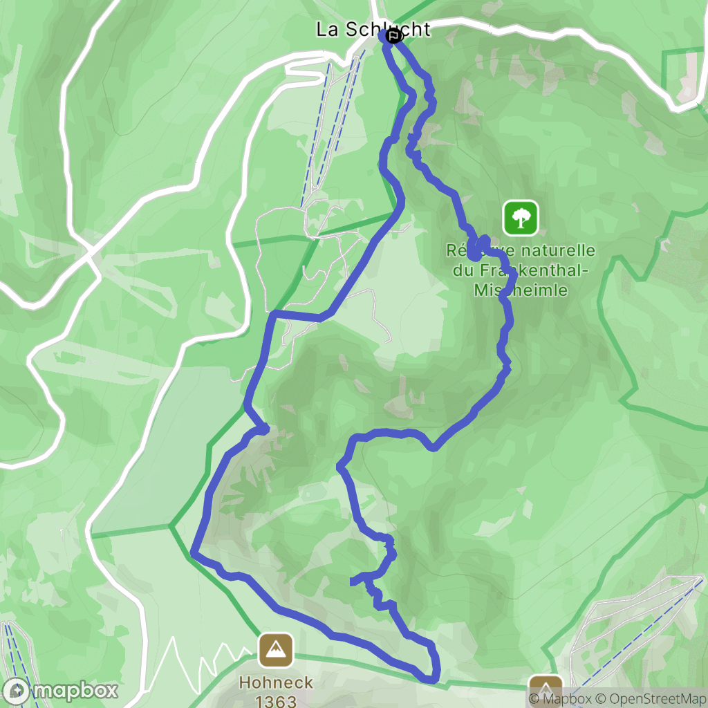 La Schlucht : carte du parcours de randonnée - France