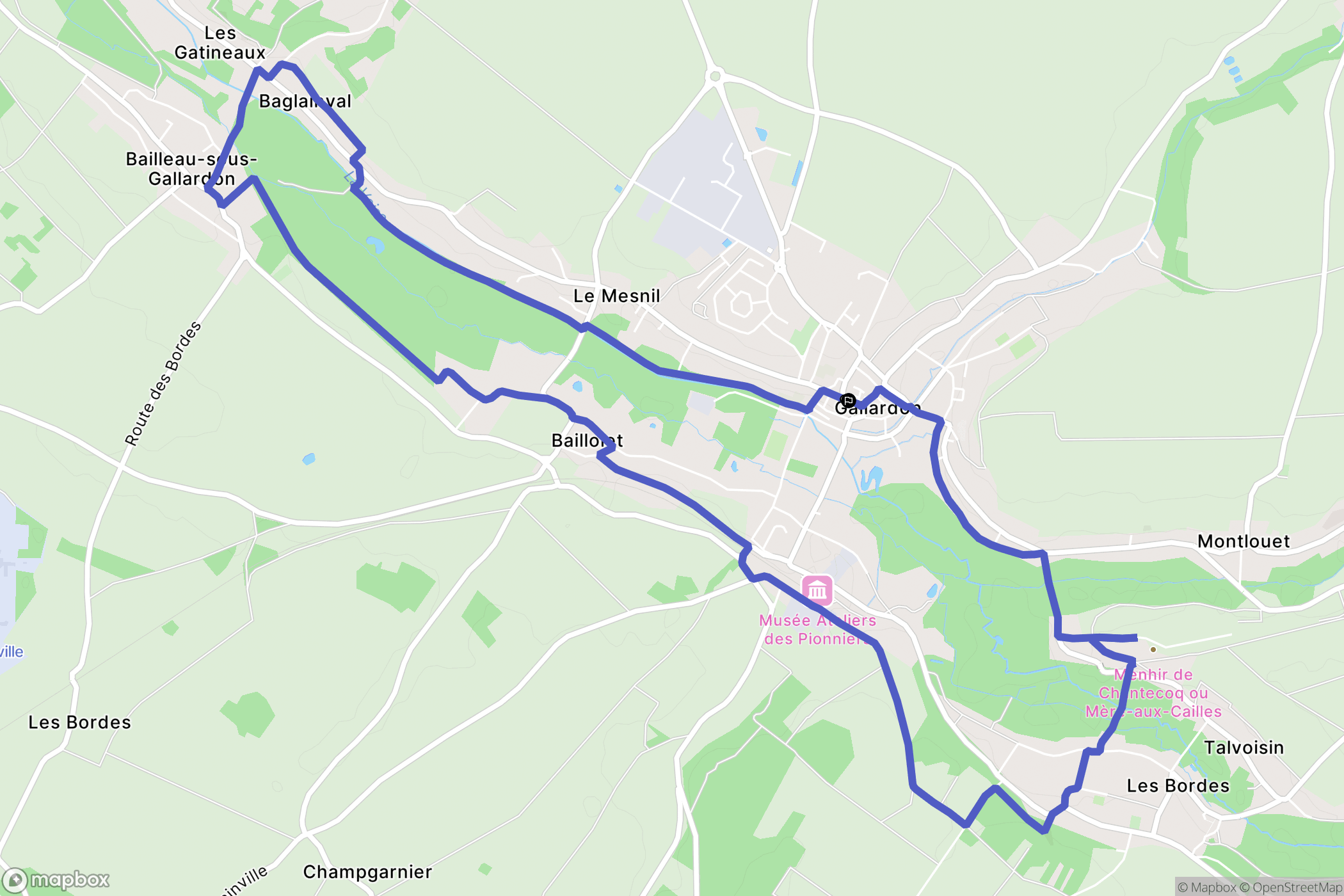 Gallardon : carte du parcours de randonnée - France