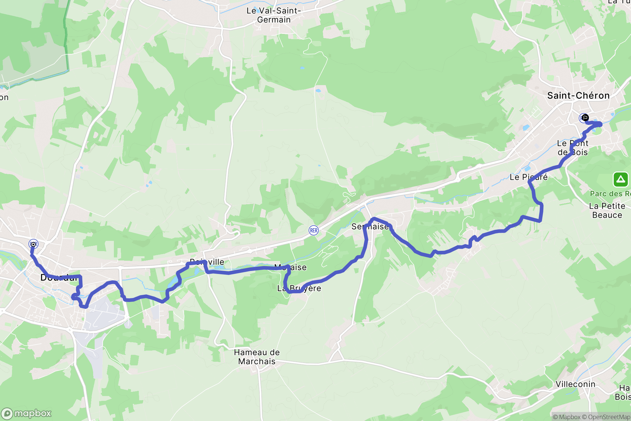Dourdan : carte du parcours de randonnée - France