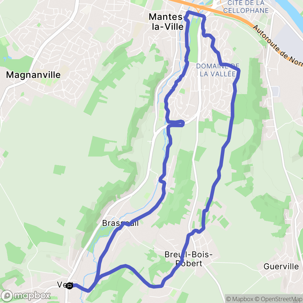 Vert : carte du parcours de randonnée - France