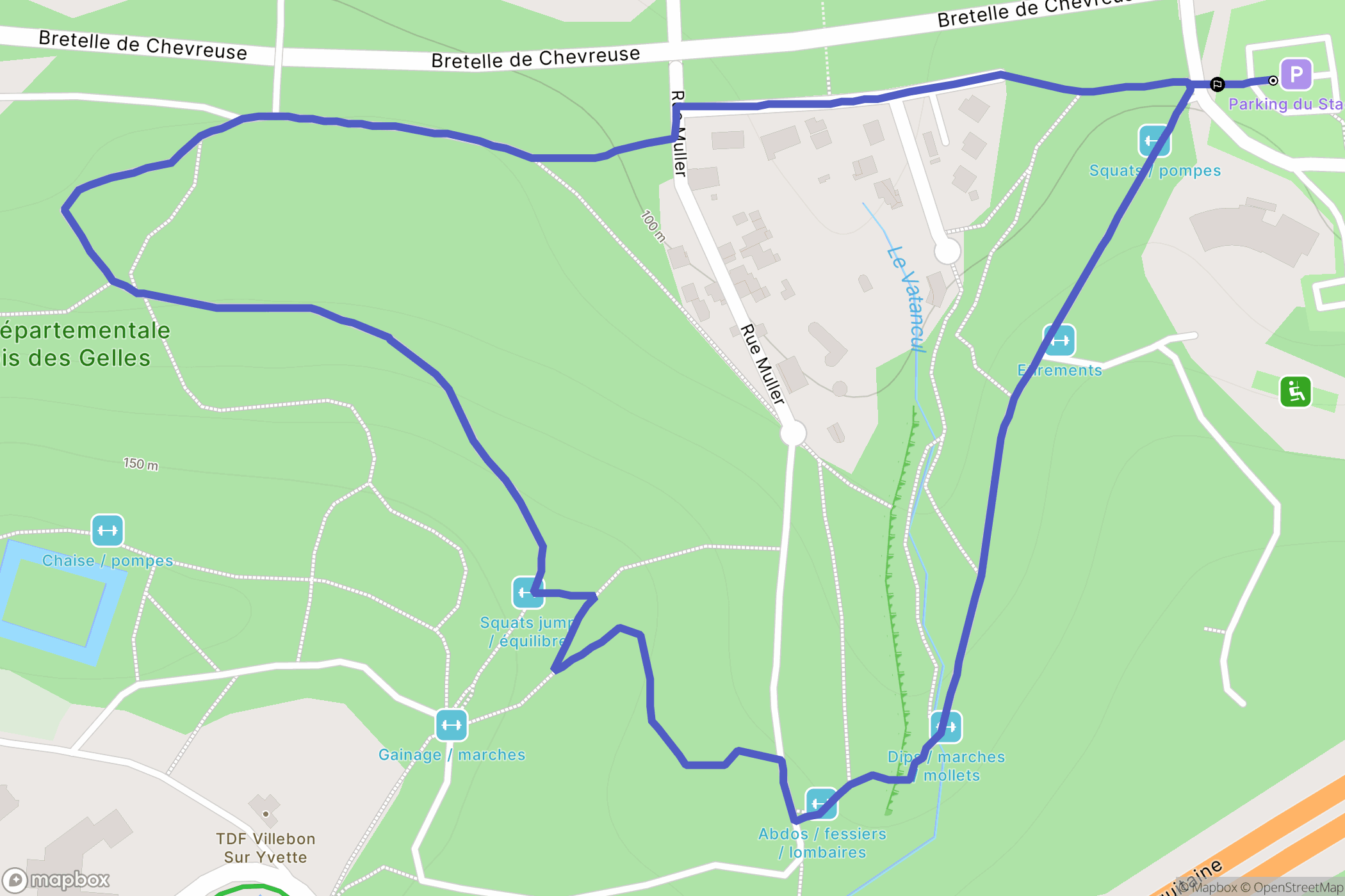 Villebon-sur-Yvette : carte du parcours de randonnée - France