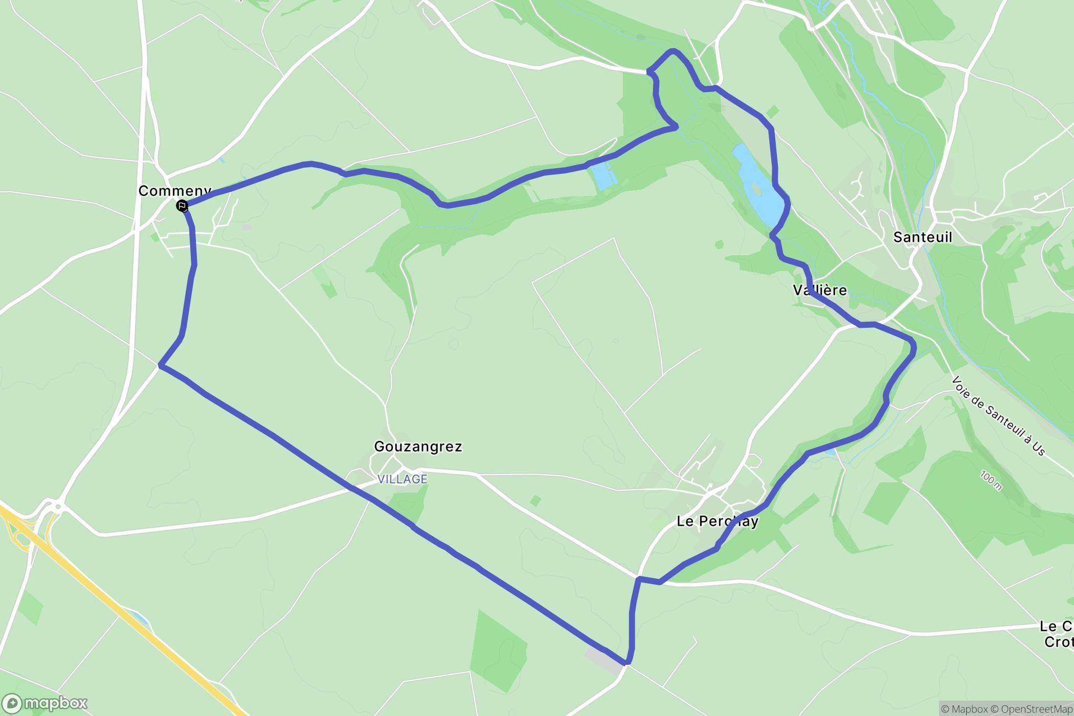 Commeny : carte du parcours de randonnée - France
