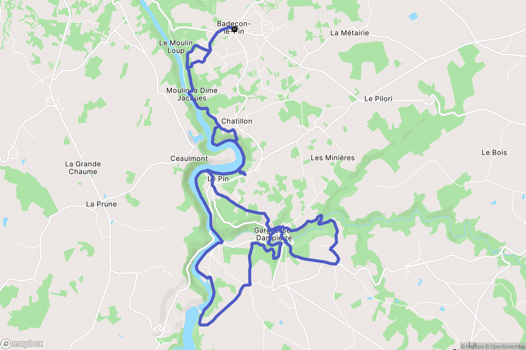 Badecon-le-Pin : carte du parcours de randonnée - France