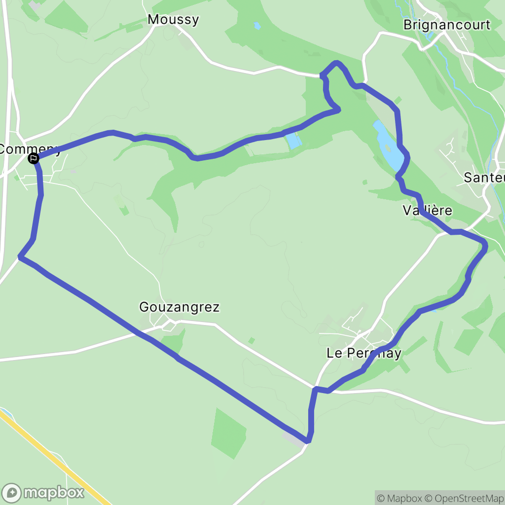 Commeny : carte du parcours de randonnée - France
