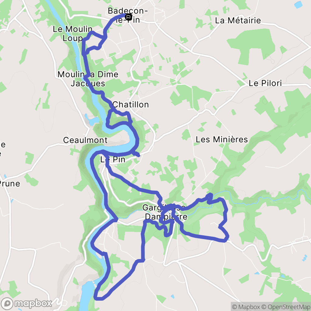 Badecon-le-Pin : carte du parcours de randonnée - France