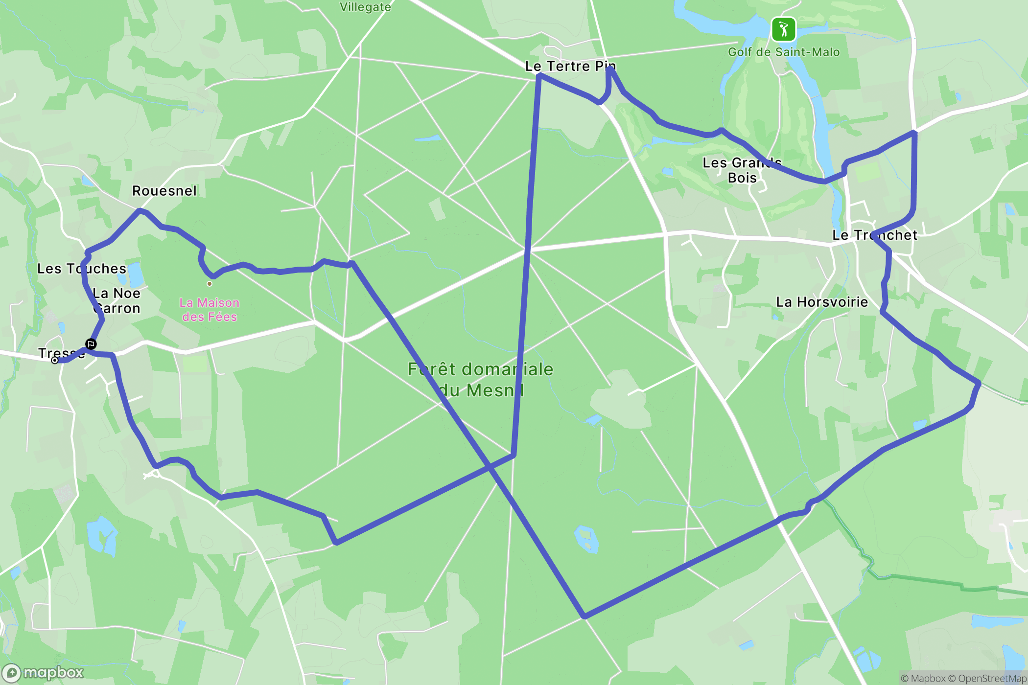 Tressé : carte du parcours de randonnée - France