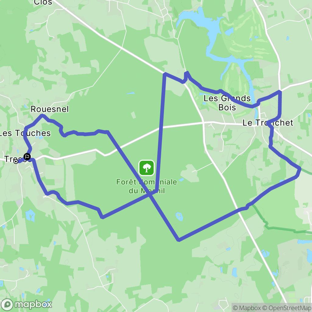 Tressé : carte du parcours de randonnée - France
