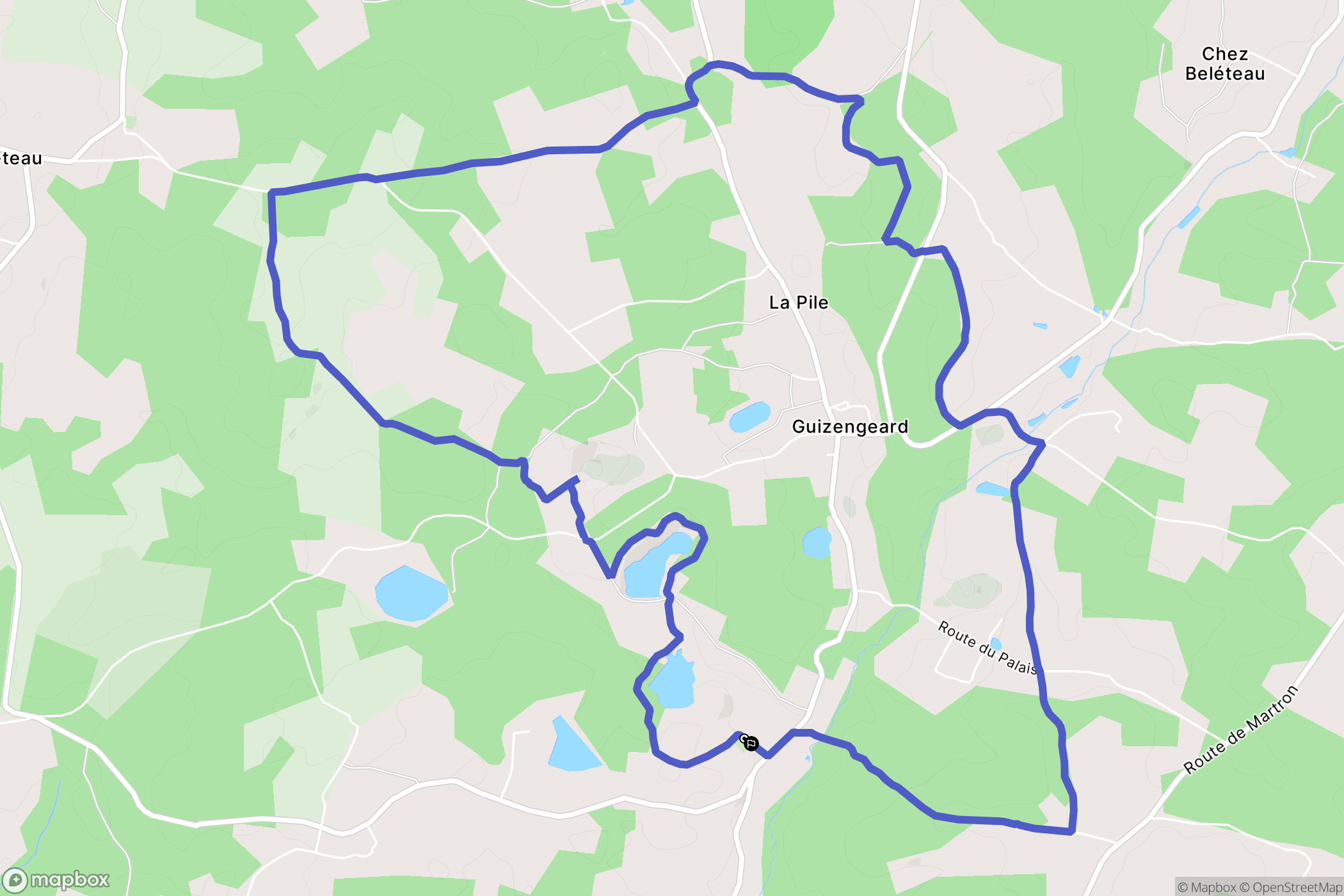 Guizengeard : carte du parcours de randonnée - France